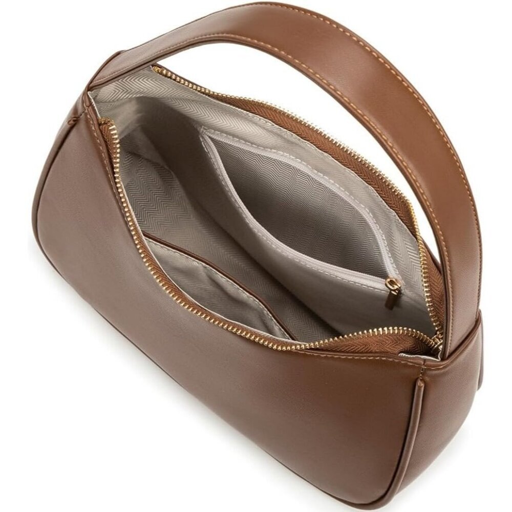 Women’s Chocolate Cute Hobo Tote Handbag Mini Clutch Purse with Zipper Closure - Picture 6 of 7